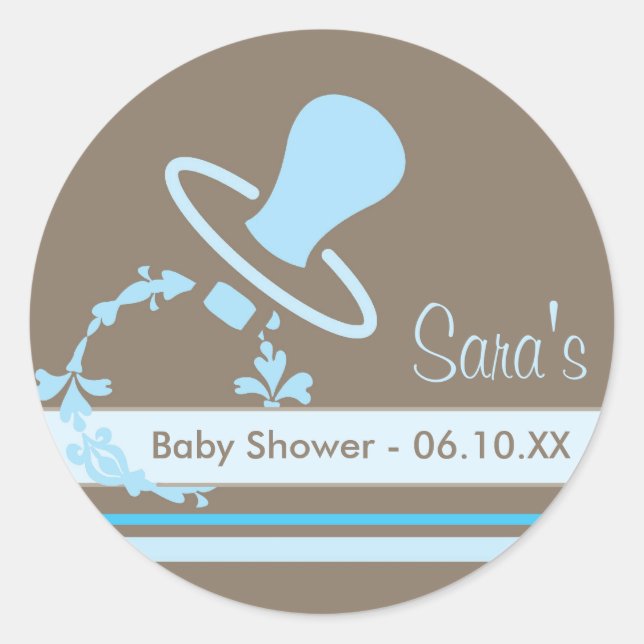 Rond Bébé Invitation ou Sticker Faveur - Pacifique (Devant)