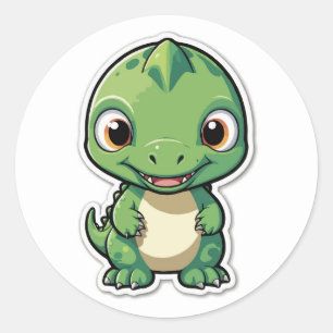 Rond Bébé mignon Sticker Dinosaur