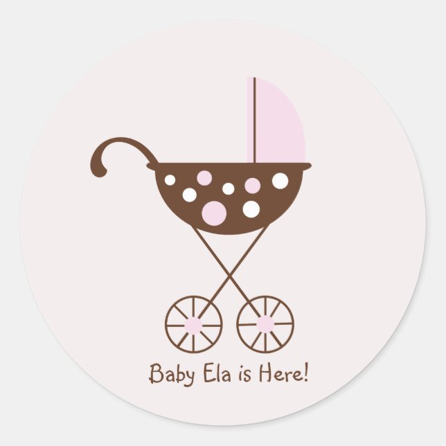 Rond Bébé Pram Mod Sticker rose (Devant)