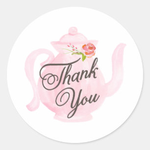 Rond Bébé Tea Party Merci rose Favor Sticker
