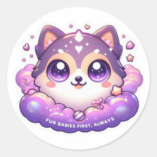 Rond Bébés de fourrure d'abord, toujours mignon Sticker
