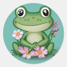 Belle Froggy avec Sticker Fleurs Roses