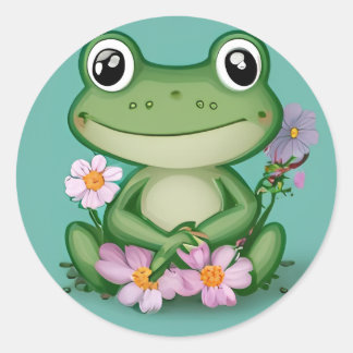 Rond Belle Froggy avec Sticker Fleurs Roses