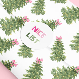 Rond Belle Liste Pink & Green Christmas Fun Sticker Ron