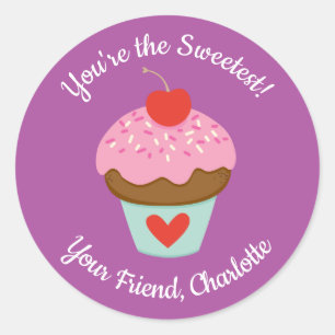 Rond Bignon pour enfants Valentines Day Cupcake Sticker