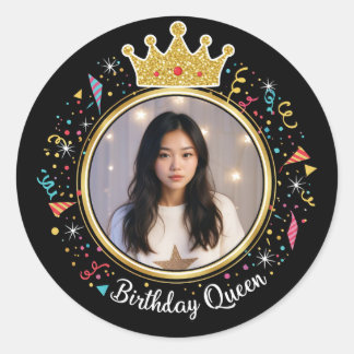 Rond Birthday Queen Gold Crown PCreate Your Own Sticker