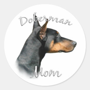 Rond Black Doberman Maman - Sticker