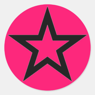 Rond Black Star on Pink - Sticker