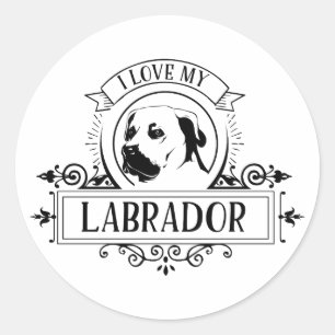 Rond Black White I Love My Labrador Sticker