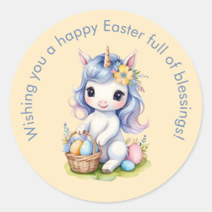 Rond Blessures de Pâques sympa Sticker Unicorn