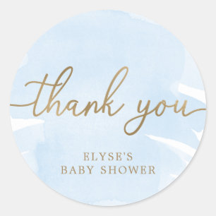Rond Bleu Aquarelle Or Baby shower Favoriser Sticker