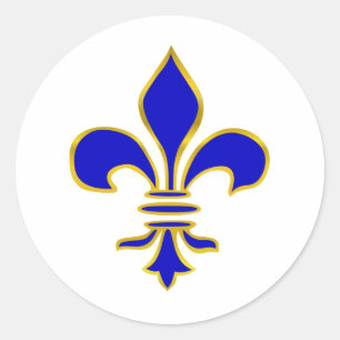 Rond Bleu-foncé et or Fleur de lis Sticker