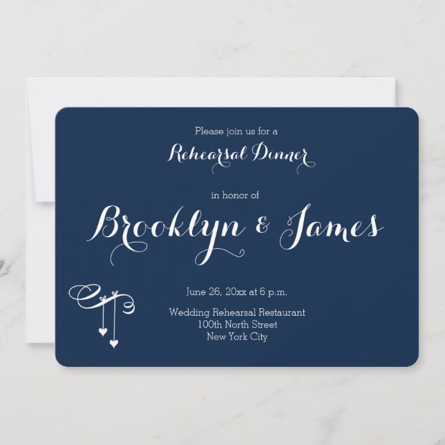 Rond Bleu Mariage répétition Invitations Coeurs (Devant)