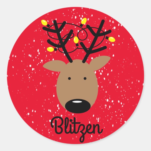 Rond Blitzen Reinder Classic Round Sticker (Devant)