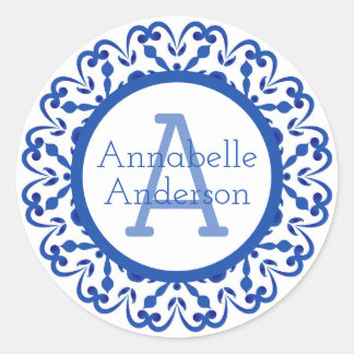 Rond Blue and White Talavera Personalize Sticker