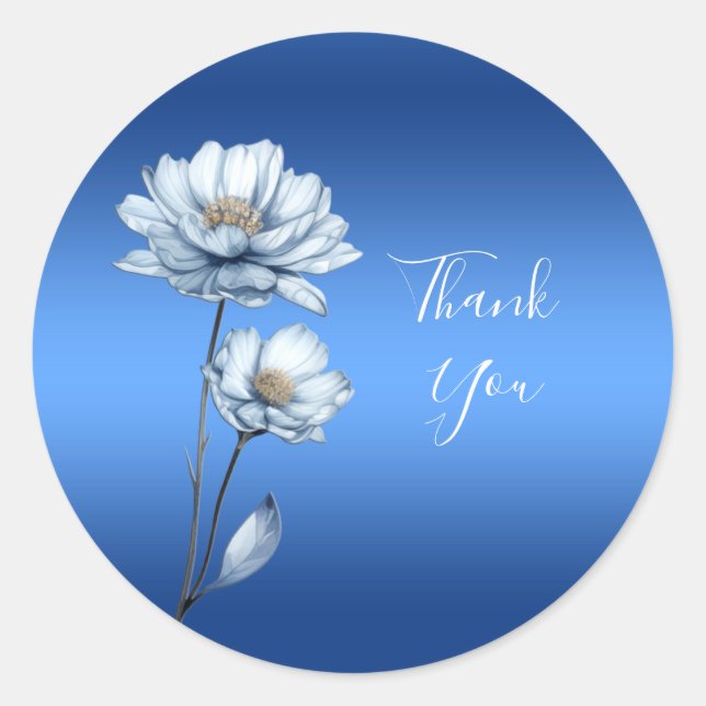 Rond Blue Watercolor Flowers Sticker (Devant)
