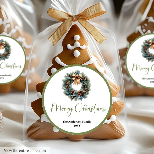 Rond Boho Rustic Christmas Wreath Botanical Sticker (Boho Rustic Christmas Wreath Botanical Sticker)