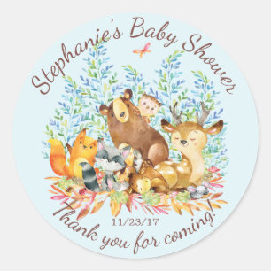 Rond Bois Animaux Garçons Baby shower Favoriser Sticker