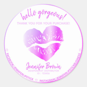 Rond Bonjour Magnifique bâton à lèvres Sticker violet