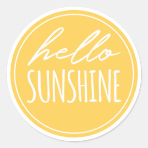 Rond Bonjour Sunshine Moderne Sticker Jaune Sunny