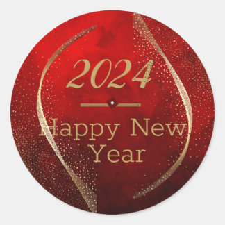Rond Bonne année 2024 Sticker en or rouge