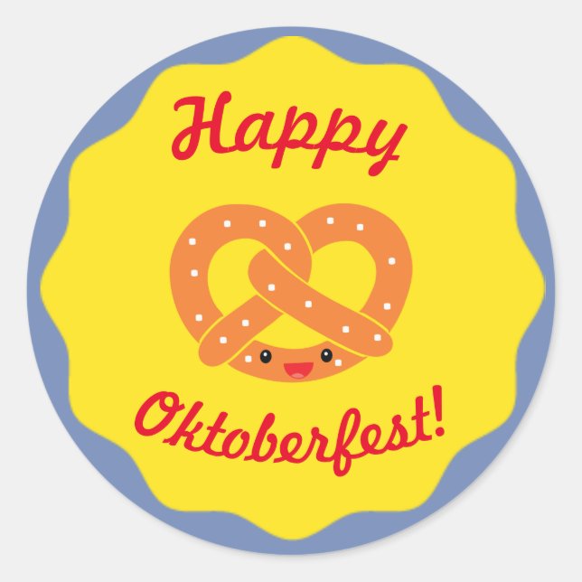Rond "Bonne fête de la bière !" Sticker avec Pretzel so (Devant)