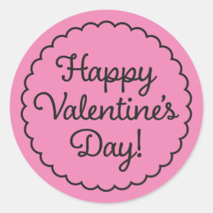 Rond Bordure à crampons Sticker Saint-Valentin rose
