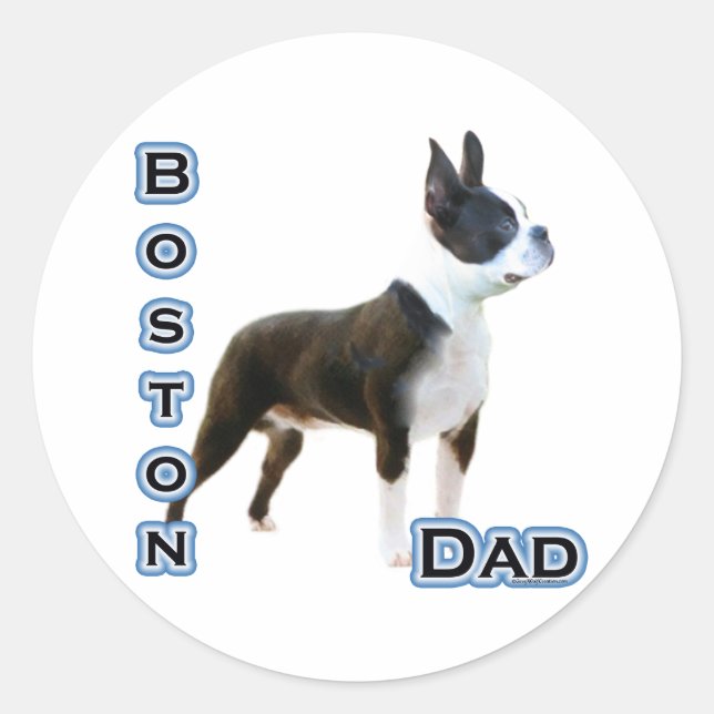 Rond Boston Terrier Papa 4 - Sticker (Devant)