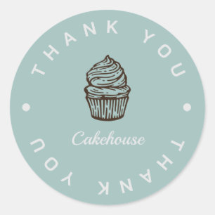 Rond Boulangerie Blue Cupcake Sticker Merci d'affaires