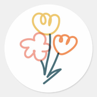 Rond Bouquet de fleurs, Sticker de doodle coloré