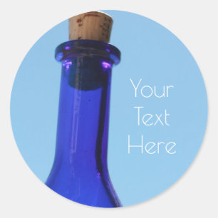 Rond Bouteille de vin de verre bleu Votre sticker de te