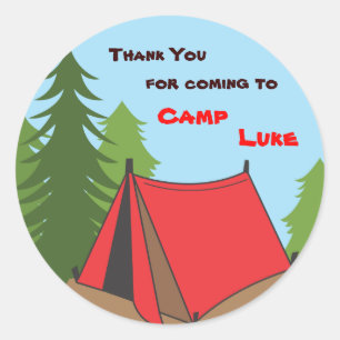 Rond Boy Camping Anniversaire Fête Favoriser Sticker