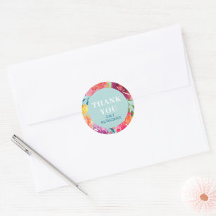 Rond Bright Été coloré turquoise Sticker Mariage