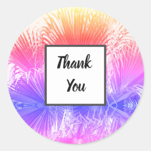 Rond Bright Rainbow Palm Merci Mariage Sticker