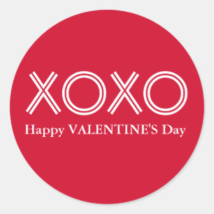 Rond Bright Red XOXO Happy Valentines Day Round Sticker