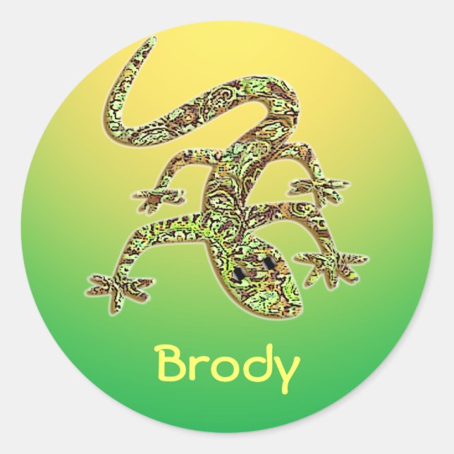 Rond Brody Gecko / Salamander / Lizard Sticker 1 (Devant)