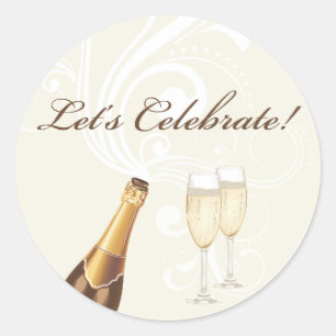 Rond Brown "Fêtons ça !" Sticker Champagne