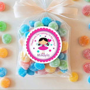 Rond Brunette Fairy Princess Sticker d'anniversaire
