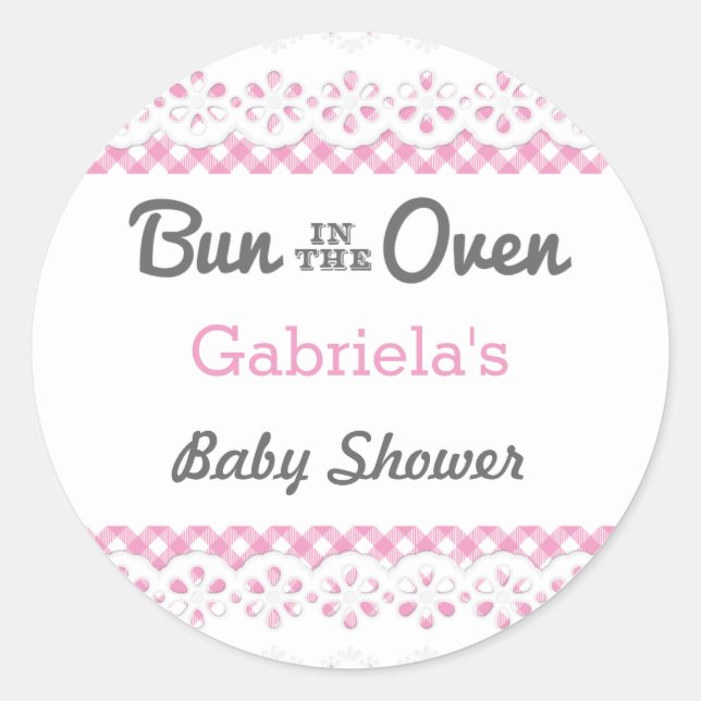 Rond Bun Dans Le Baby shower Du Four Favoriser Sticker (Devant)