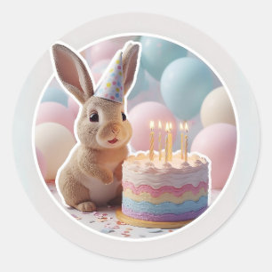 Rond Bunny avec Sticker de fête du gâteau d'anniversair