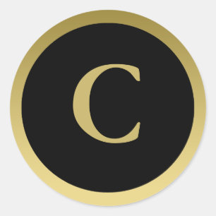 Rond C : Monogramme C Élégant Gold et Black Sticker