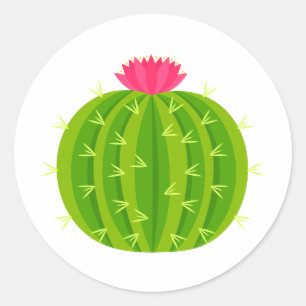 Rond Cactus avec Sticker à fleurs