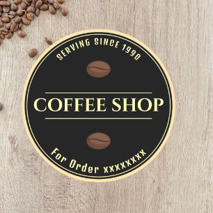 Rond Café personnalisé Black Business sticker