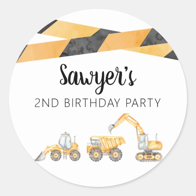Rond Camion de construction Anniversaire Merci Sticker (Devant)