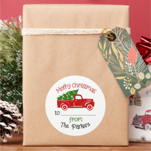 Rond Camion de Noël à et de l'étiquette cadeau Sticker