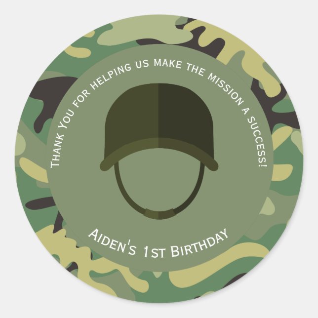 Rond Camo Green | Sticker d'anniversaire de l'armée (Devant)