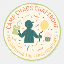 Camp Chaos Chaperone Parent Badge Sticker