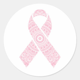 Rond Cancer du sein du ruban rose Mandala  Sticker