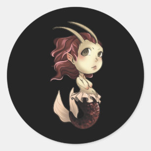 Rond Capricorn Chibi Anime Cute Girl Solo Sticker