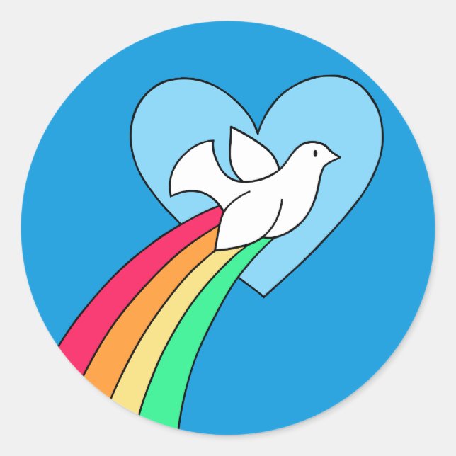 Rond Carnet Doodles Peace & Love Sticker Rainbow Dove (Devant)